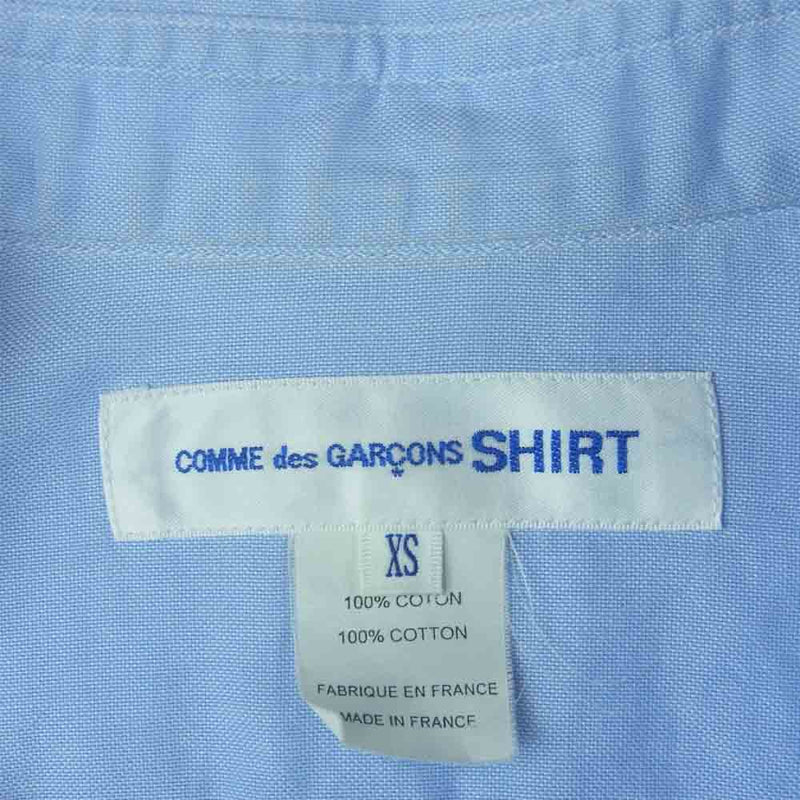 COMME des GARCONS コムデギャルソン SHIRT W20031 袖パッチワーク 長袖 シャツ フランス製 ライトブルー系 XS【中古】