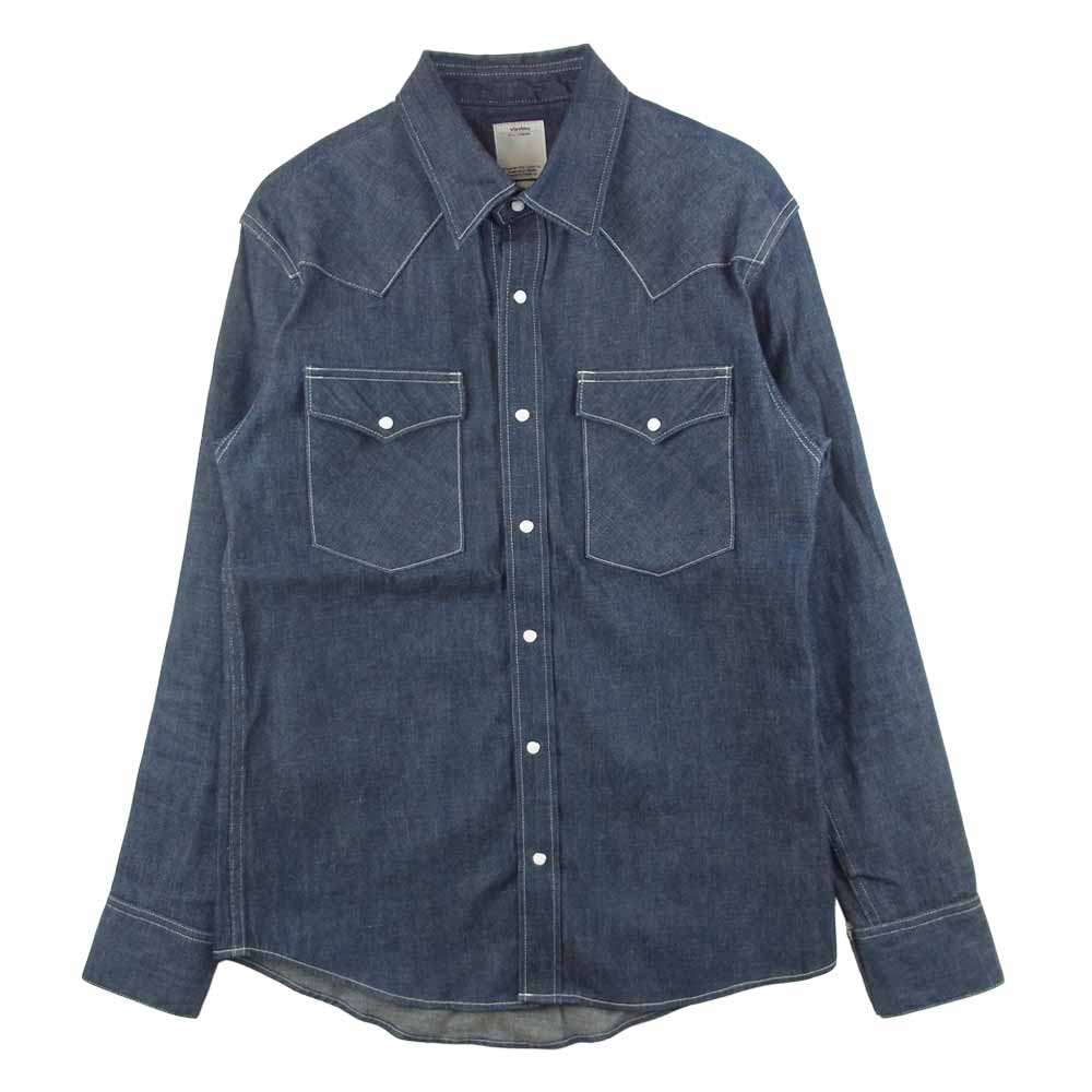 VISVIM ビズビム VS0001821 SOCILA SCULPTURE SHIRT L/S ソーシャルスカルプチャー ウエスタン デニム 長袖 シャツ インディゴブルー系 1【中古】