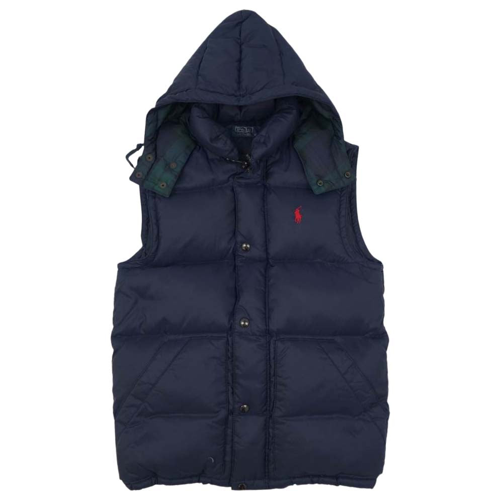RALPH LAUREN ラルフローレン フード付き ダウン ベスト ネイビー系【中古】