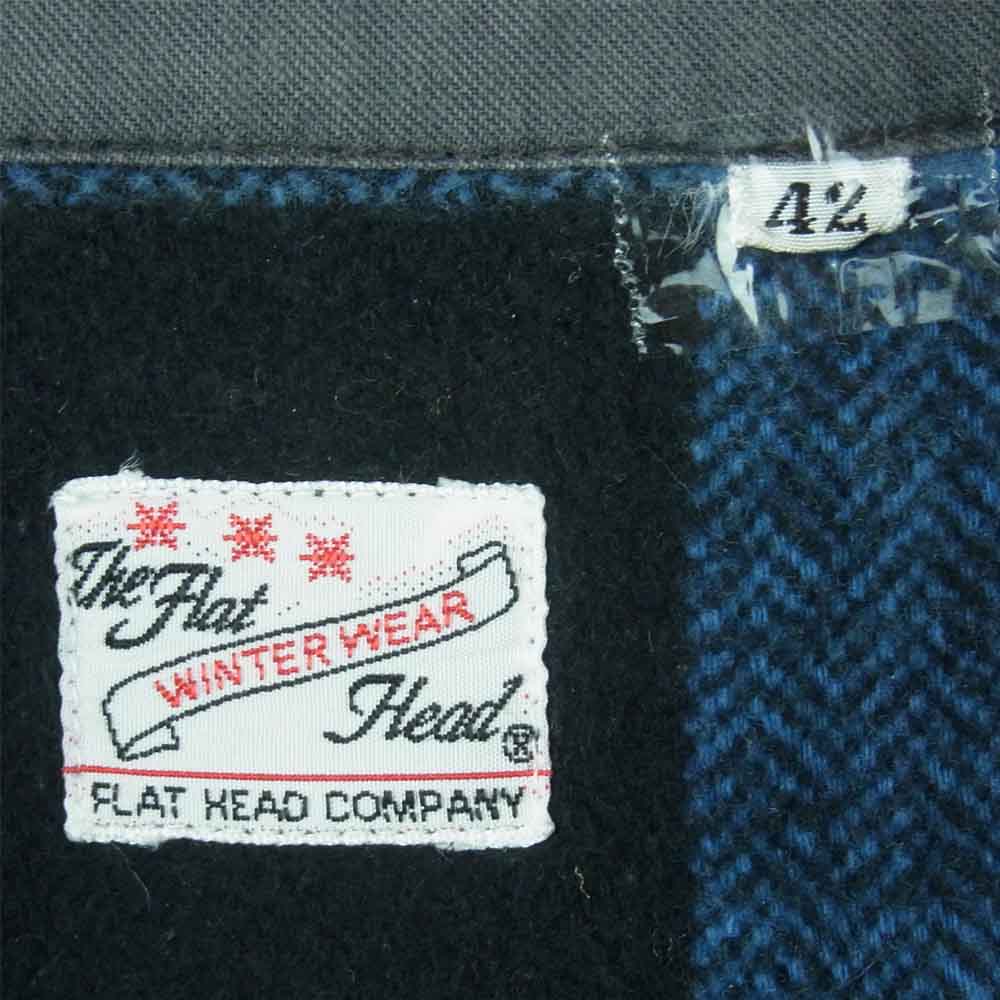 THE FLAT HEAD ザフラットヘッド ヘビーネル チェック 長袖 ワーク シャツ コットン 日本製 ブルー系 42【中古】