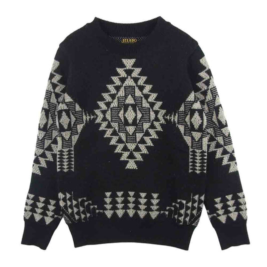 JELADO ジェラード Salem Knit Crew Neck ネイティブ柄 ジャガード クルーネック セーター ニット ブラック系 S【中古】