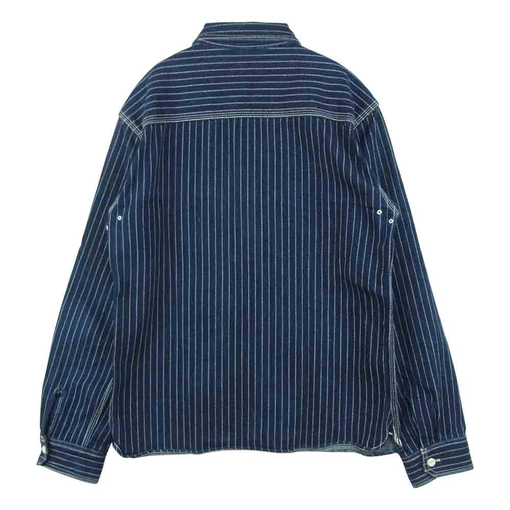 THE FLAT HEAD ザフラットヘッド 7011W ウォバッシュ ストライプ 長袖 ワーク シャツ インディゴブルー系 42【中古】