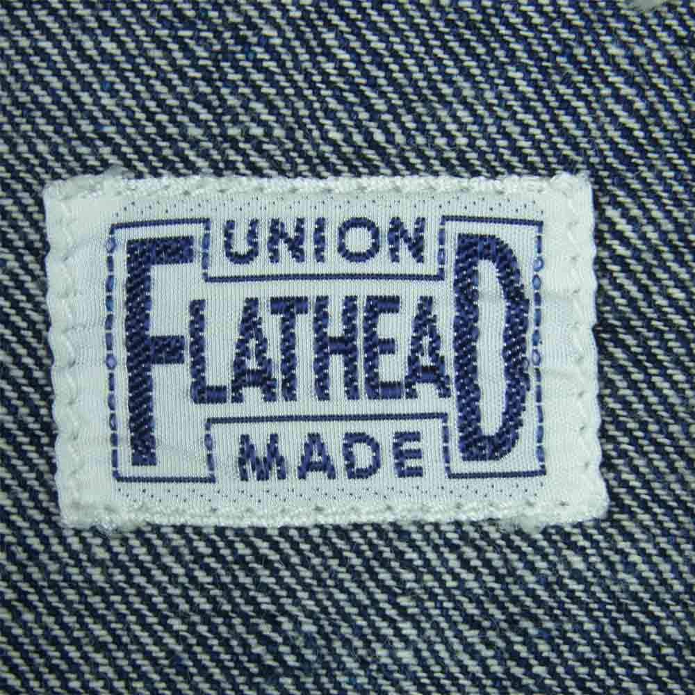 THE FLAT HEAD ザフラットヘッド 7011W ウォバッシュ ストライプ 長袖 ワーク シャツ インディゴブルー系 42【中古】