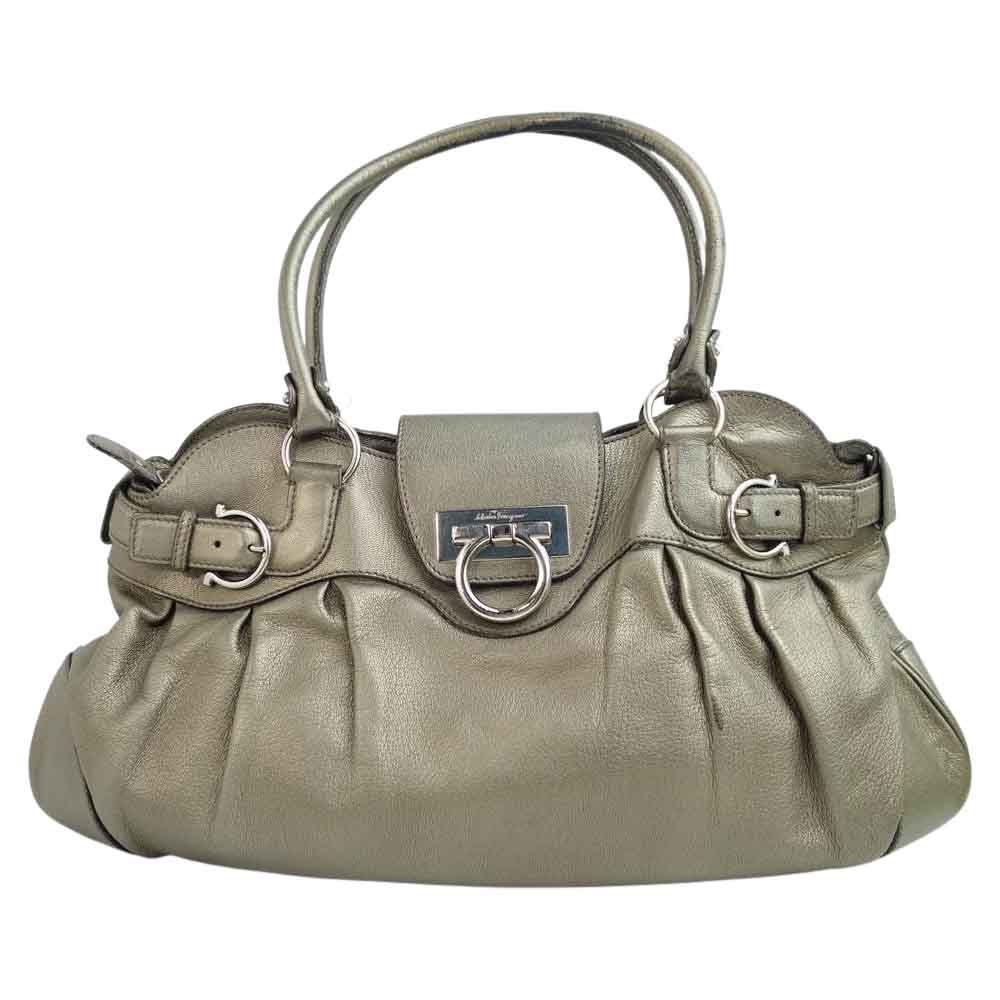 Salvatore Ferragamo サルヴァトーレフェラガモ AB-21 5370 マリッサ ガンチーニ ハンド バッグ ブロンズ系【中古】