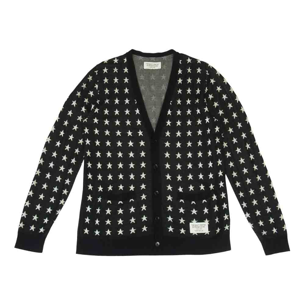 WACKO MARIA ワコマリア 15SS-KNT-14 シルク混レーヨン スター総柄 カーディガン ブラック系 M【中古】