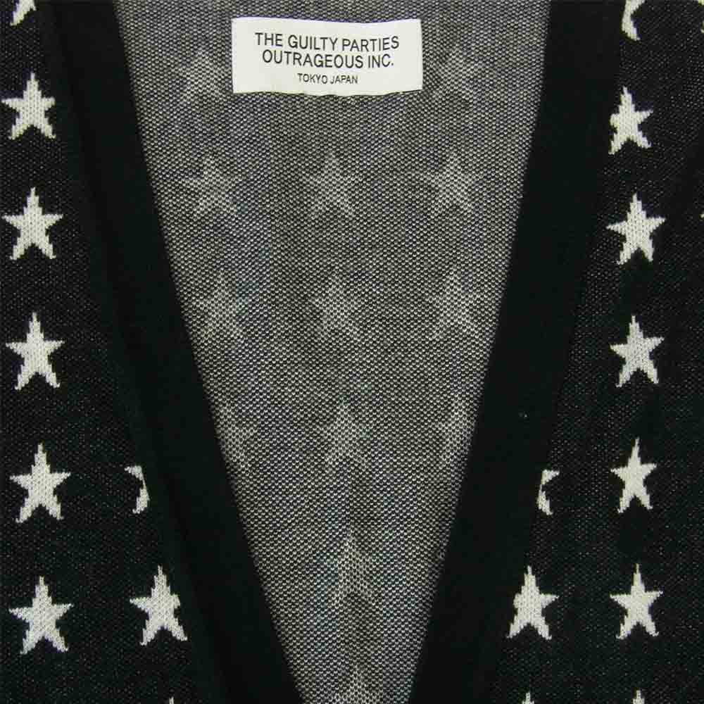 WACKO MARIA ワコマリア 15SS-KNT-14 シルク混レーヨン スター総柄 カーディガン ブラック系 M【中古】