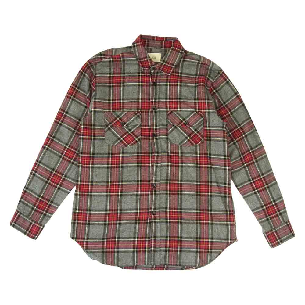 FEAR OF GOD フィアオブゴッド FOG COLLECTION TWO 2016-2017 Plaid Flannel L/S Shirt チェック フランネル シャツ グレー系 レッド系 M【中古】