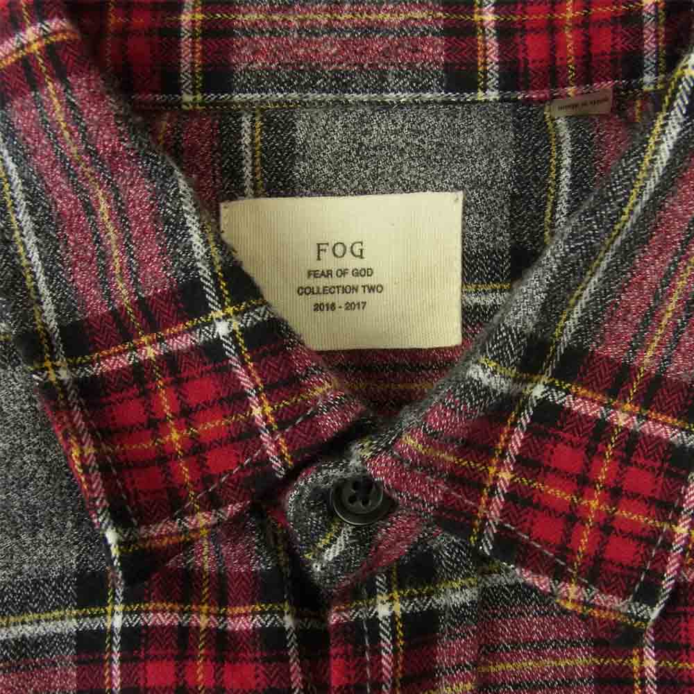 FEAR OF GOD フィアオブゴッド FOG COLLECTION TWO 2016-2017 Plaid Flannel L/S Shirt チェック フランネル シャツ グレー系 レッド系 M【中古】