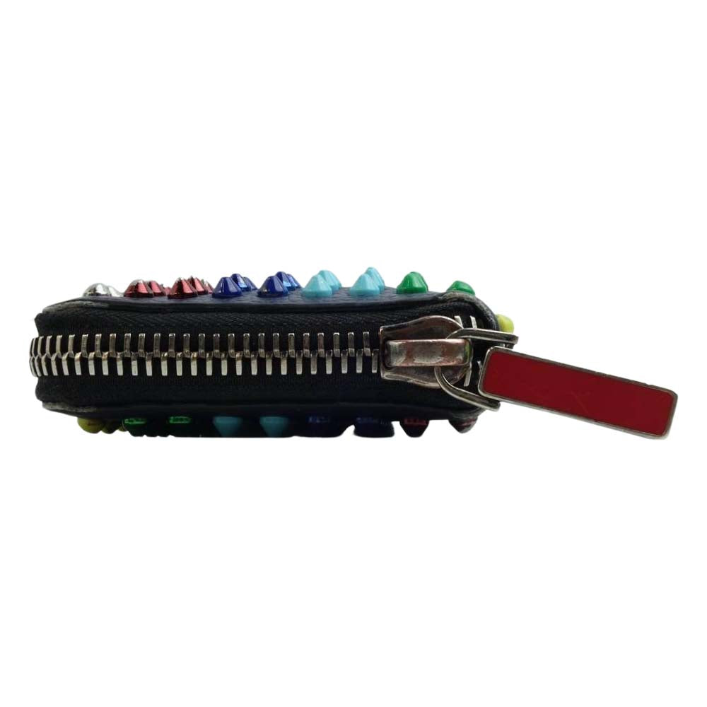 Christian Louboutin クリスチャンルブタン M PANETTONE WALLET  SPIKE マルチカラー スパイク スタッズ ラウンドジップ ロング ウォレット ネイビー系【中古】