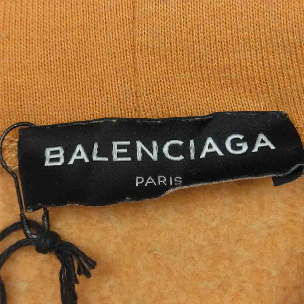 BALENCIAGA バレンシアガ 18SS 509510 tyk47 EUROPE プリント ダブルヘム フーディ パーカー オレンジ系 XS【中古】