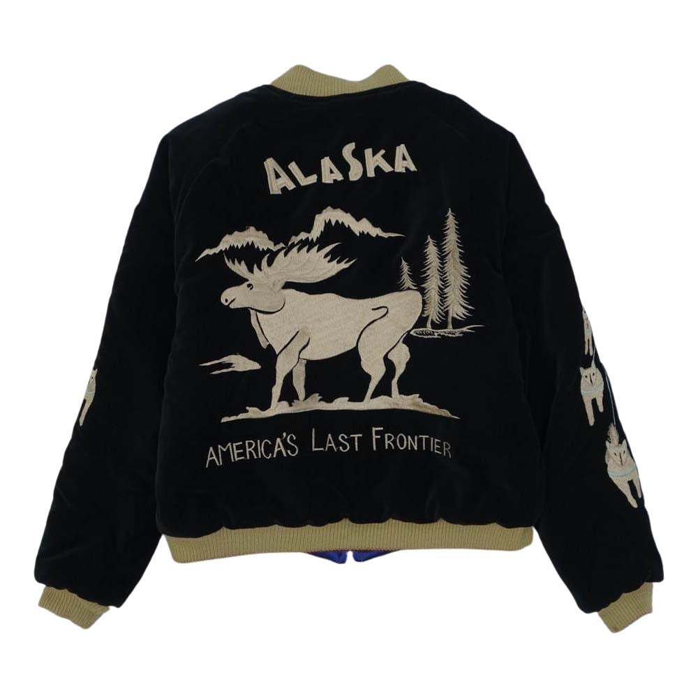 TAILOR TOYO テイラー東洋 TT10496 ALASKA アラスカ 別珍 ベロア × サテンキルト トナカイ×アラスカマップ スカジャン ブラック系 ブルー系 M【中古】