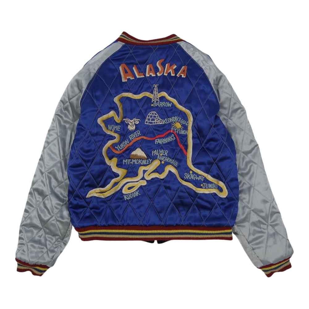 TAILOR TOYO テイラー東洋 TT10496 ALASKA アラスカ 別珍 ベロア × サテンキルト トナカイ×アラスカマップ スカジャン ブラック系 ブルー系 M【中古】