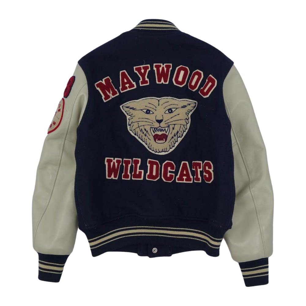 The REAL McCOY'S ザリアルマッコイズ McCOY SPORTSWEAR VARSITY JACKET マッコイスポーツウェア ヴァーシティジャケット アワードジャケット スタジャン ネイビー系 36【中古】