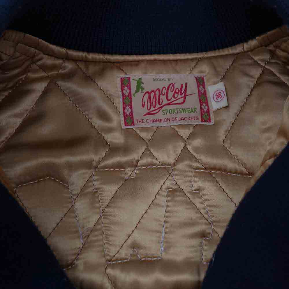 The REAL McCOY'S ザリアルマッコイズ McCOY SPORTSWEAR VARSITY JACKET マッコイスポーツウェア ヴァーシティジャケット アワードジャケット スタジャン ネイビー系 36【中古】