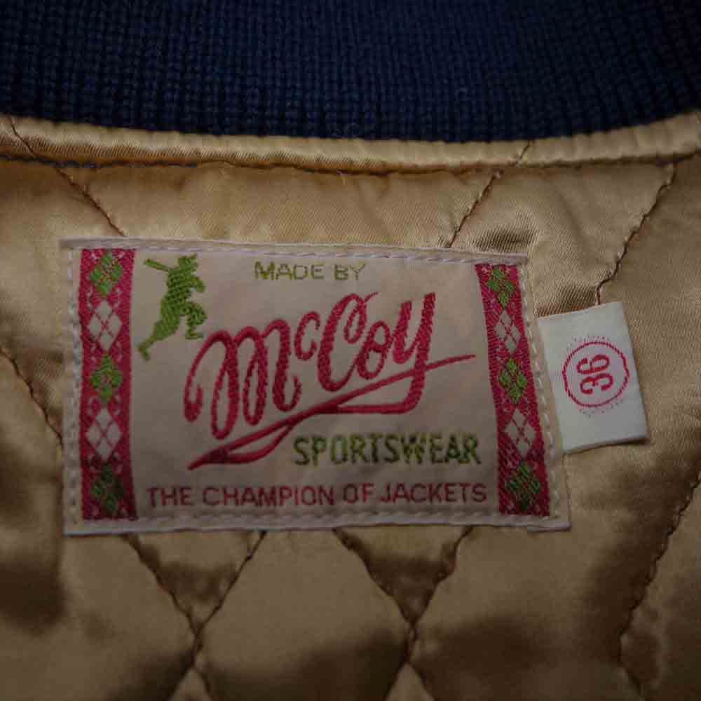 The REAL McCOY'S ザリアルマッコイズ McCOY SPORTSWEAR VARSITY JACKET マッコイスポーツウェア ヴァーシティジャケット アワードジャケット スタジャン ネイビー系 36【中古】