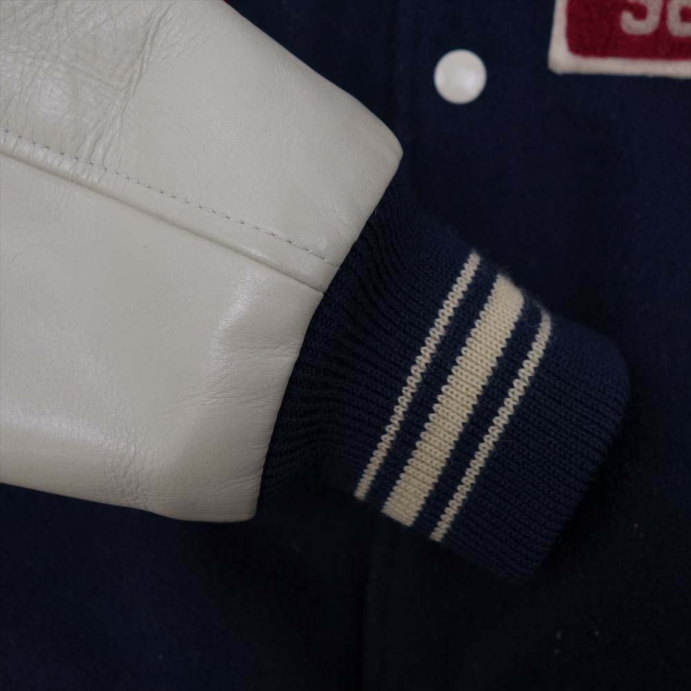 The REAL McCOY'S ザリアルマッコイズ McCOY SPORTSWEAR VARSITY JACKET マッコイスポーツウェア ヴァーシティジャケット アワードジャケット スタジャン ネイビー系 36【中古】