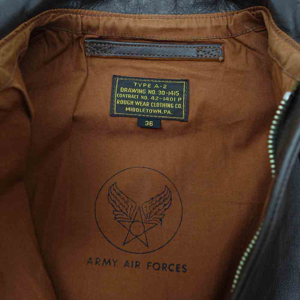 The REAL McCOY'S ザリアルマッコイズ 42-1401P ROUGHWEAR ラフウェア実名復刻 A-2 フライト ジャケット ブラウン系 36【中古】