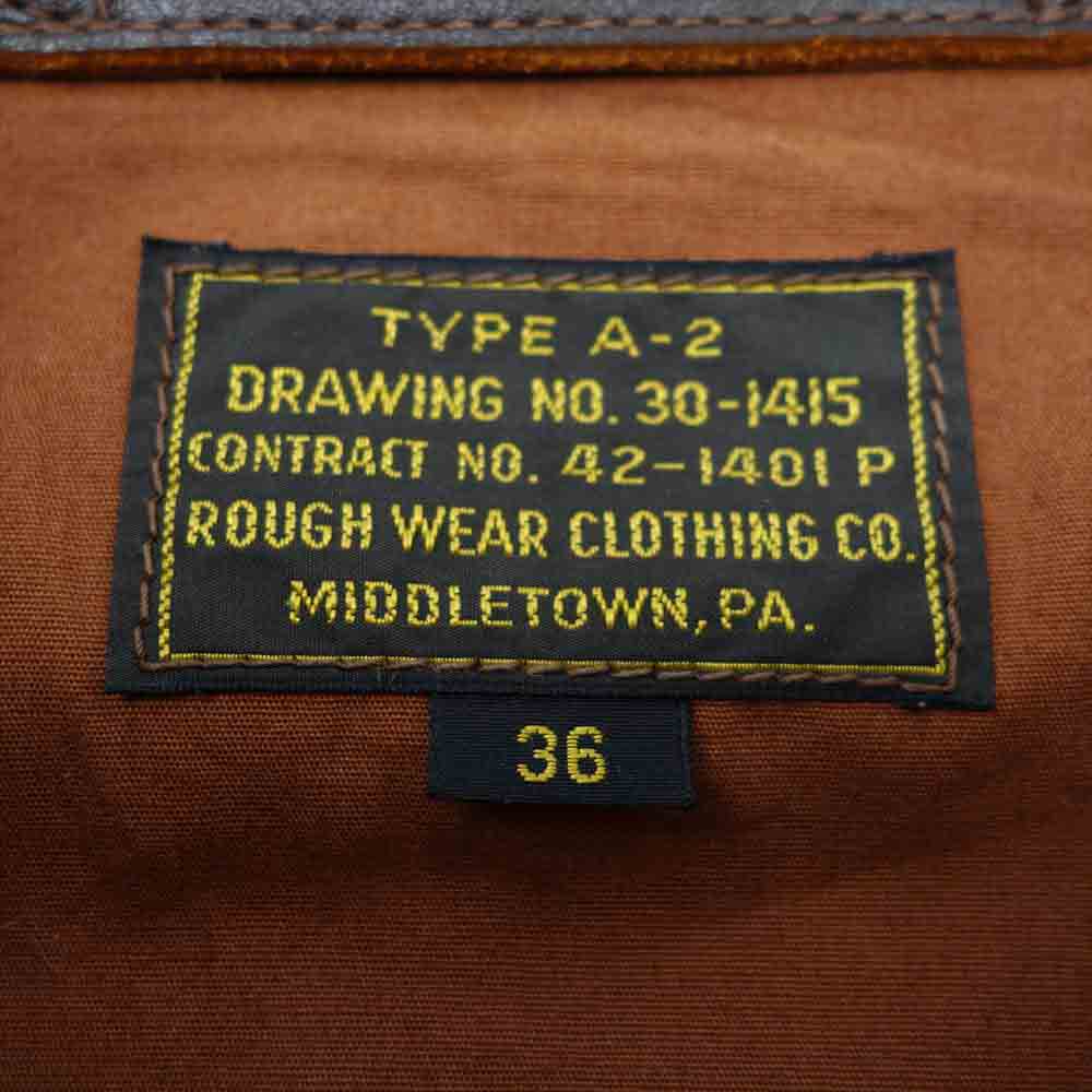 The REAL McCOY'S ザリアルマッコイズ 42-1401P ROUGHWEAR ラフウェア実名復刻 A-2 フライト ジャケット ブラウン系 36【中古】