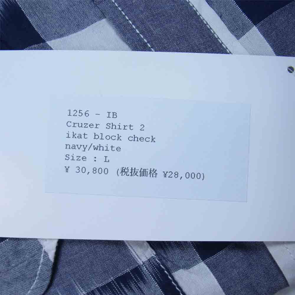 POST OVERALLS ポストオーバーオールズ 1256-IB Cruzer Shirts クルーザー 長袖 チェック シャツ 白紺系 L【新古品】【未使用】【中古】