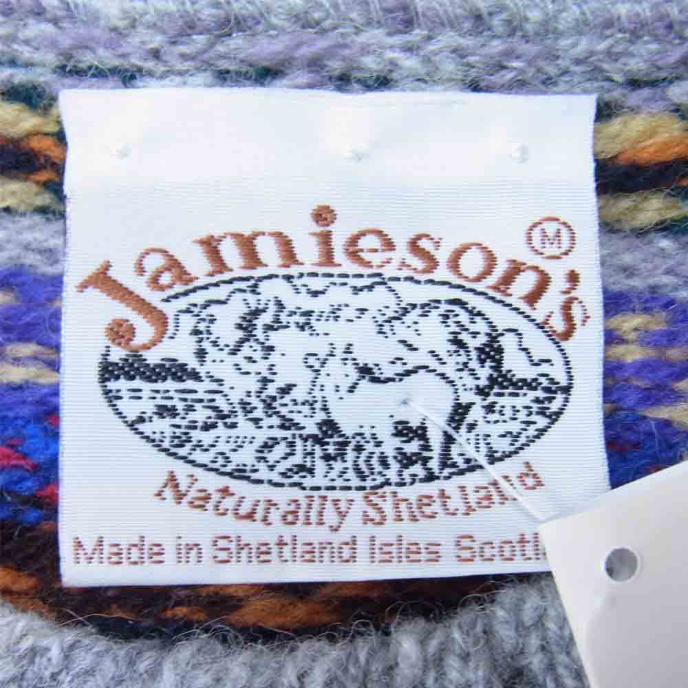 Jamieson's 英国製 FAIR ISLE CREWNECK SWEATER フェアアイル クルーネック セーター ニット グレー系 40【新古品】【未使用】【中古】