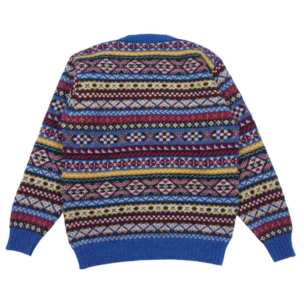 ジャミーソンズ 英国製 FAIR ISLE CREWNECK SWEATER フェアアイル クルーネック セーター ニット ブルー系 42【新古品】【未使用】【中古】