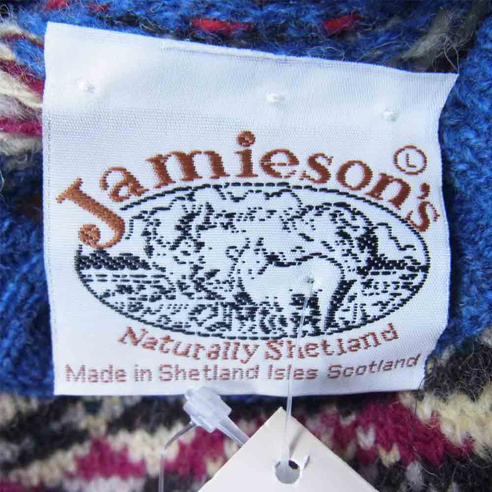 ジャミーソンズ 英国製 FAIR ISLE CREWNECK SWEATER フェアアイル クルーネック セーター ニット ブルー系 42【新古品】【未使用】【中古】