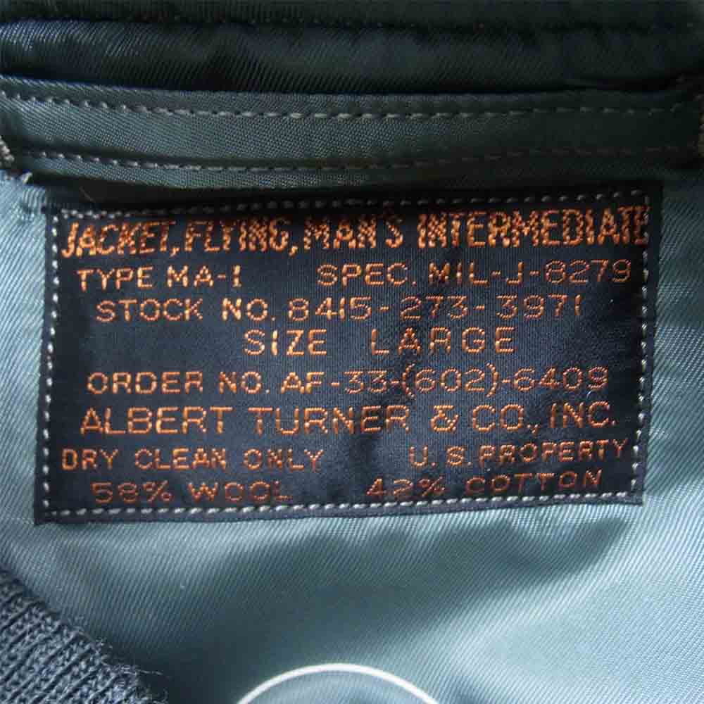 Buzz Rickson's バズリクソンズ BR14900 Type MA-1 "ALBERT TURNER & CO., INC." アルバートターナー 実名復刻 ミリタリー フライト ジャケット カーキ系 L【新古品】【未使用】【中古】