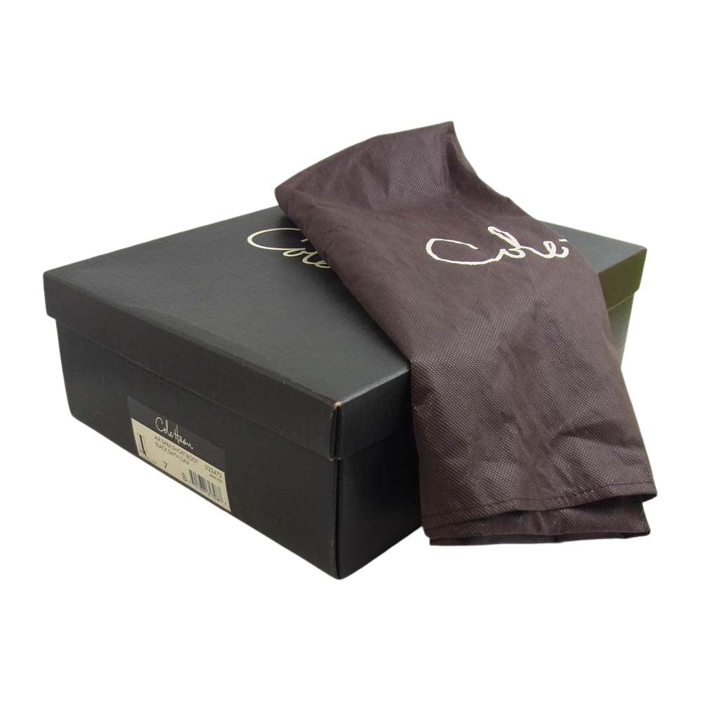 COLE HAAN コールハーン AIR SARA SHORT BOOT カーフレザー サイドゴア ショート ブーツ ブラック系 7B 【中古】