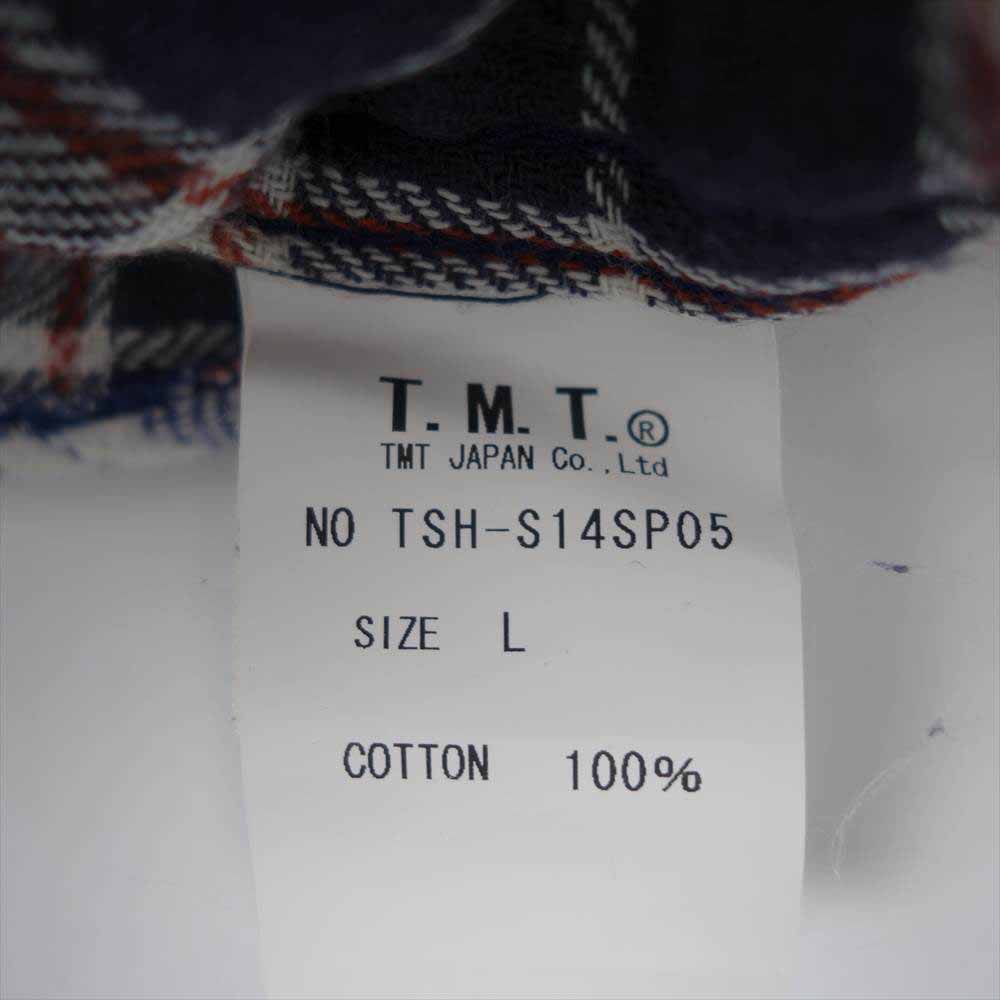 TMT ティーエムティー TSH-S14SP05 ダブルガーゼ チェック シャツ ネイビー系 L【中古】