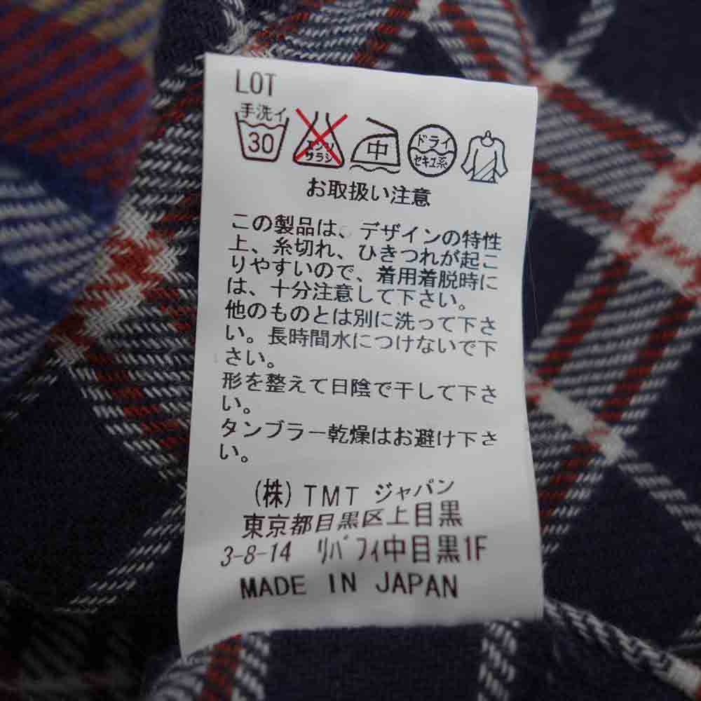 TMT ティーエムティー TSH-S14SP05 ダブルガーゼ チェック シャツ ネイビー系 L【中古】