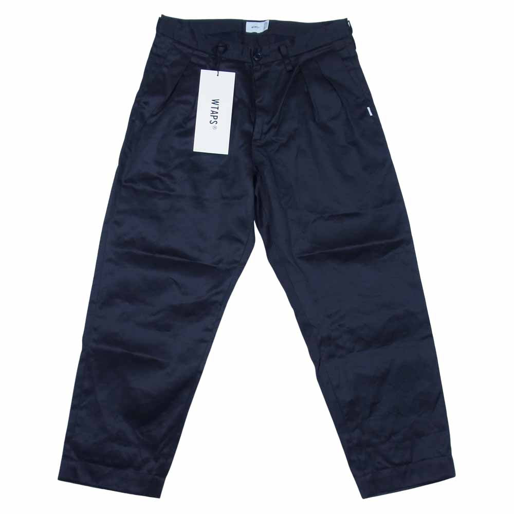 WTAPS ダブルタップス 211TQDT-PTM02 21SS TUCK 02 TROUSERS COTTON TWILL ツイル トラウザー パンツ ネイビー系 L【中古】
