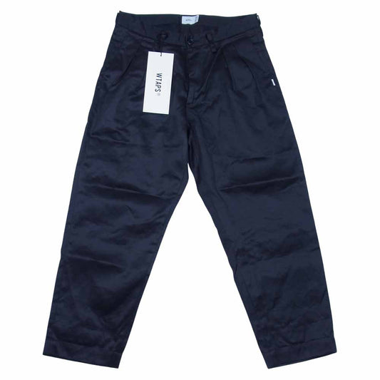 WTAPS ダブルタップス 211TQDT-PTM02 21SS TUCK 02 TROUSERS COTTON TWILL ツイル トラウザー パンツ ネイビー系 L【中古】