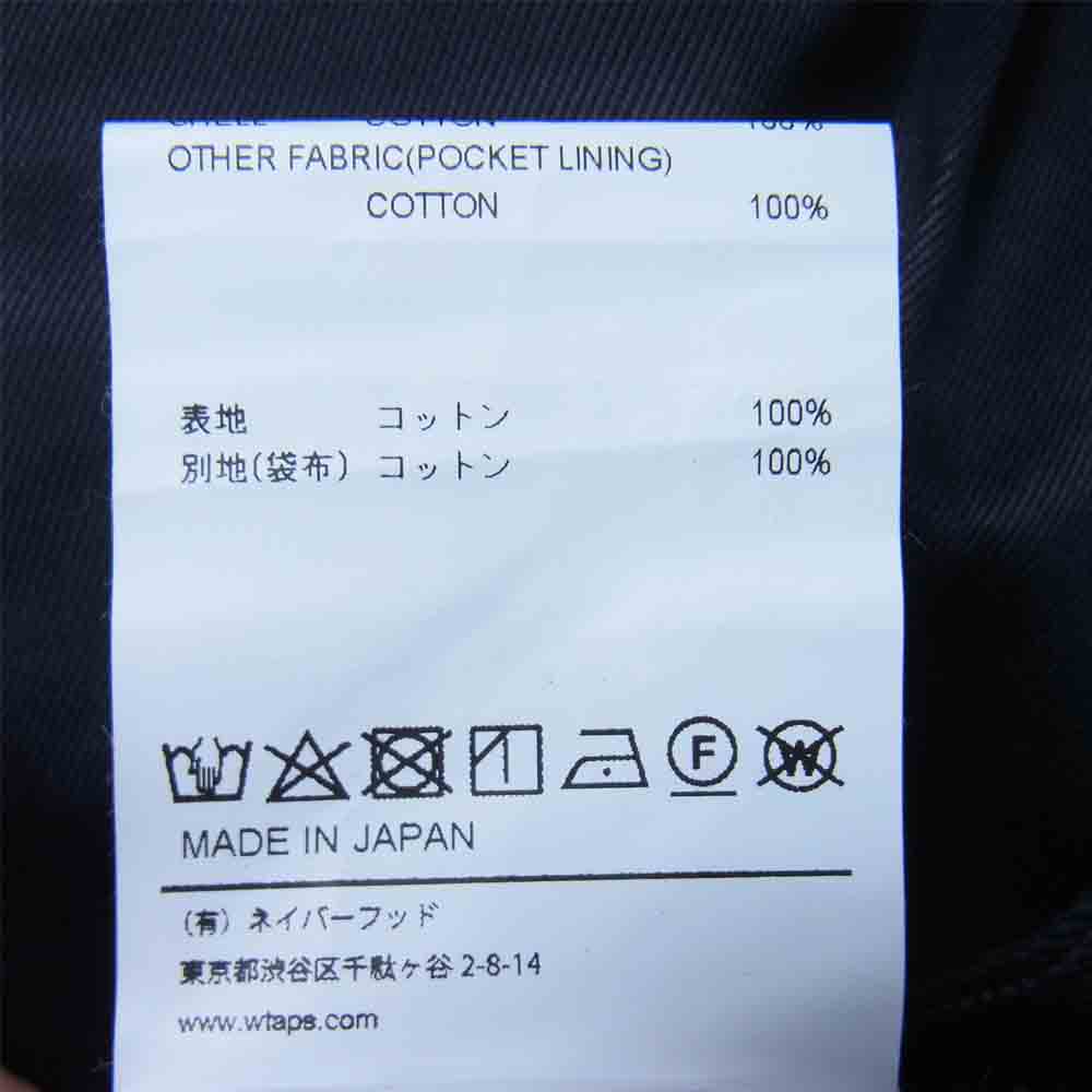 WTAPS ダブルタップス 211TQDT-PTM02 21SS TUCK 02 TROUSERS COTTON TWILL ツイル トラウザー パンツ ネイビー系 L【中古】