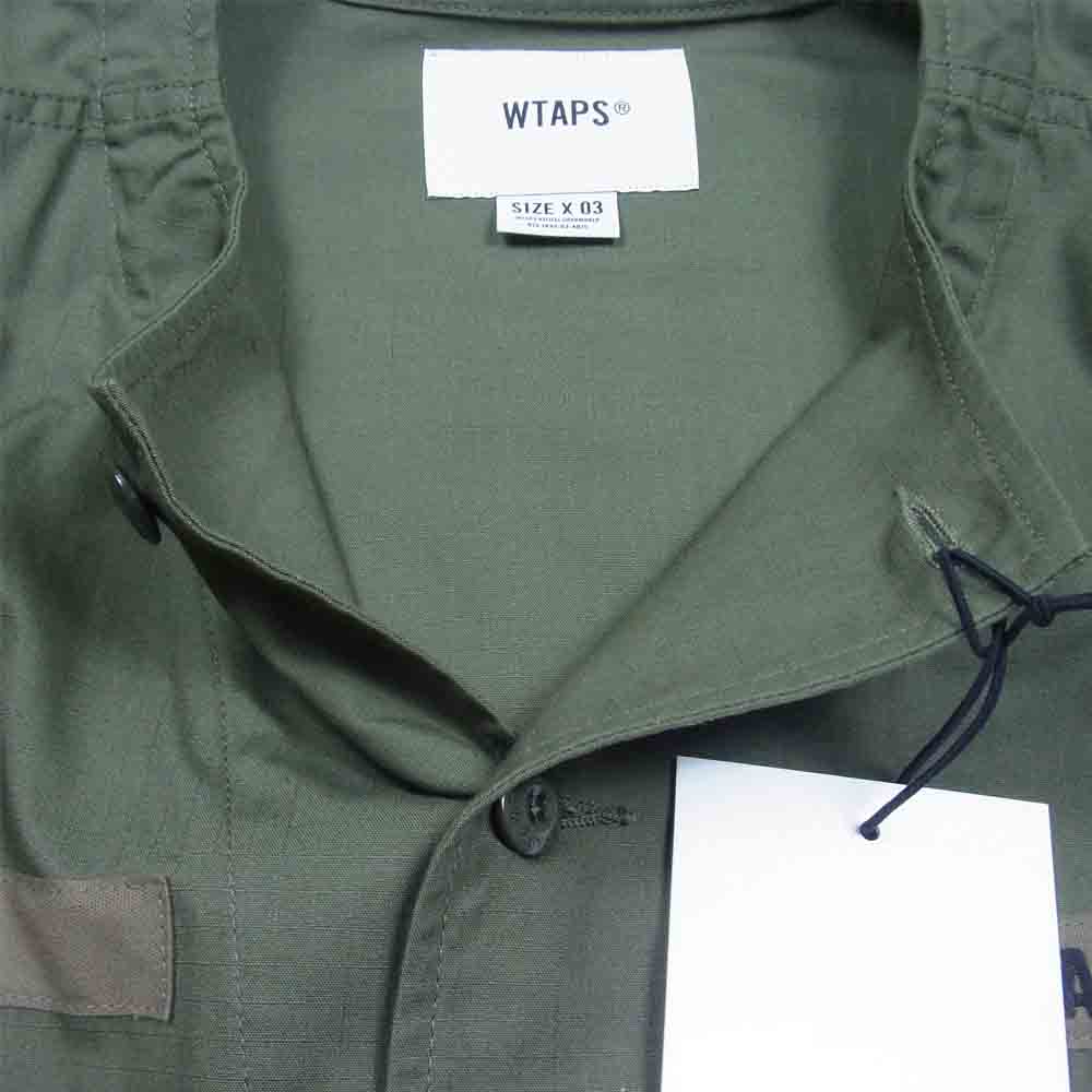 WTAPS ダブルタップス 211WVDT-SHM06 21SS SCOUT LS / COTTON RIPSTOP リップストップ ノーカラー シャツ OLIVEDRAB L【極上美品】【中古】