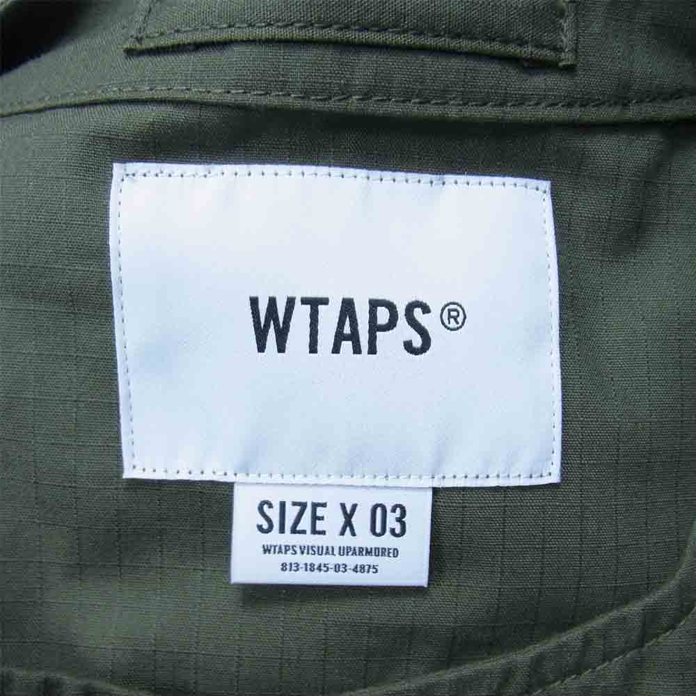 WTAPS ダブルタップス 211WVDT-SHM06 21SS SCOUT LS / COTTON RIPSTOP リップストップ ノーカラー シャツ OLIVEDRAB L【極上美品】【中古】