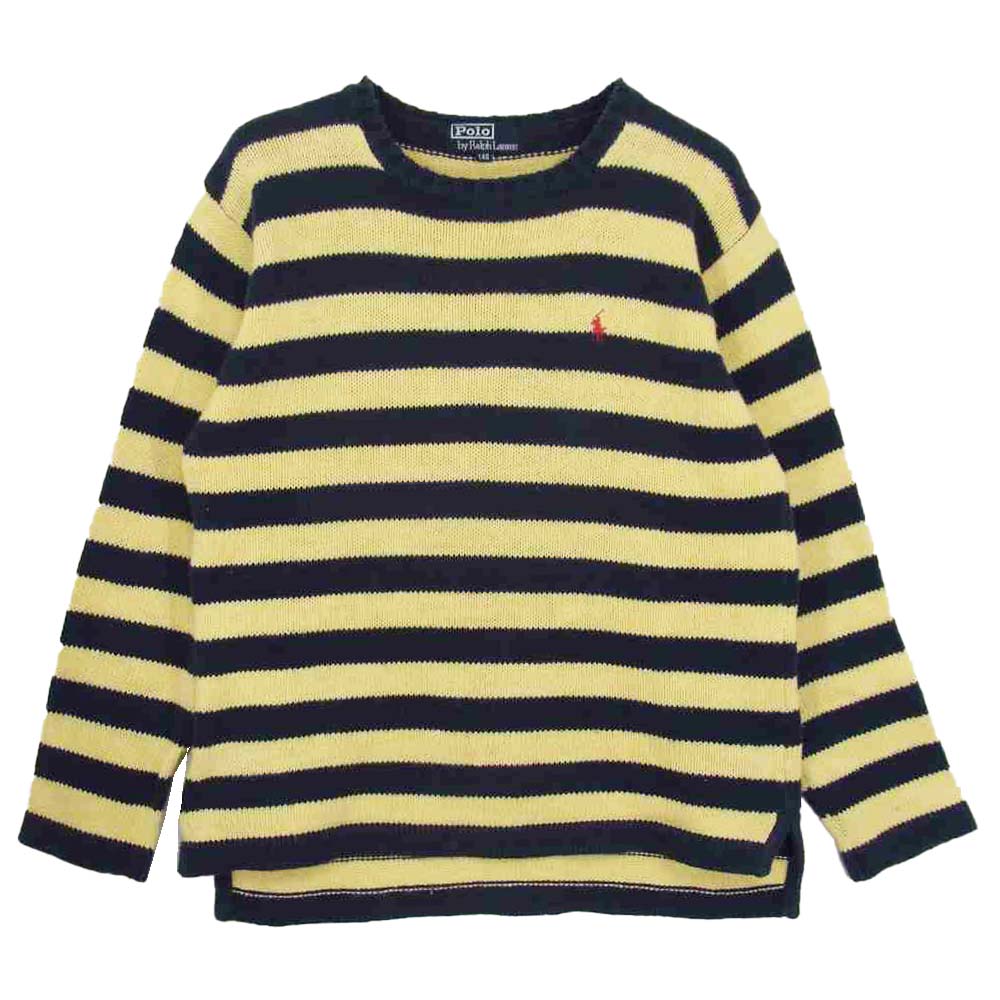POLO RALPH LAUREN ポロ・ラルフローレン ポニー刺繍 コットン ボーダー ニット イエロー系 140【中古】