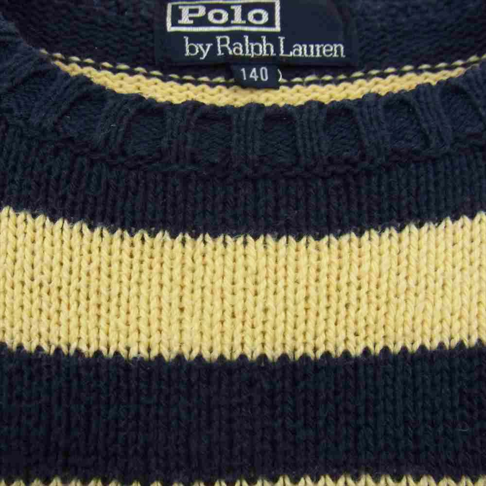 POLO RALPH LAUREN ポロ・ラルフローレン ポニー刺繍 コットン ボーダー ニット イエロー系 140【中古】