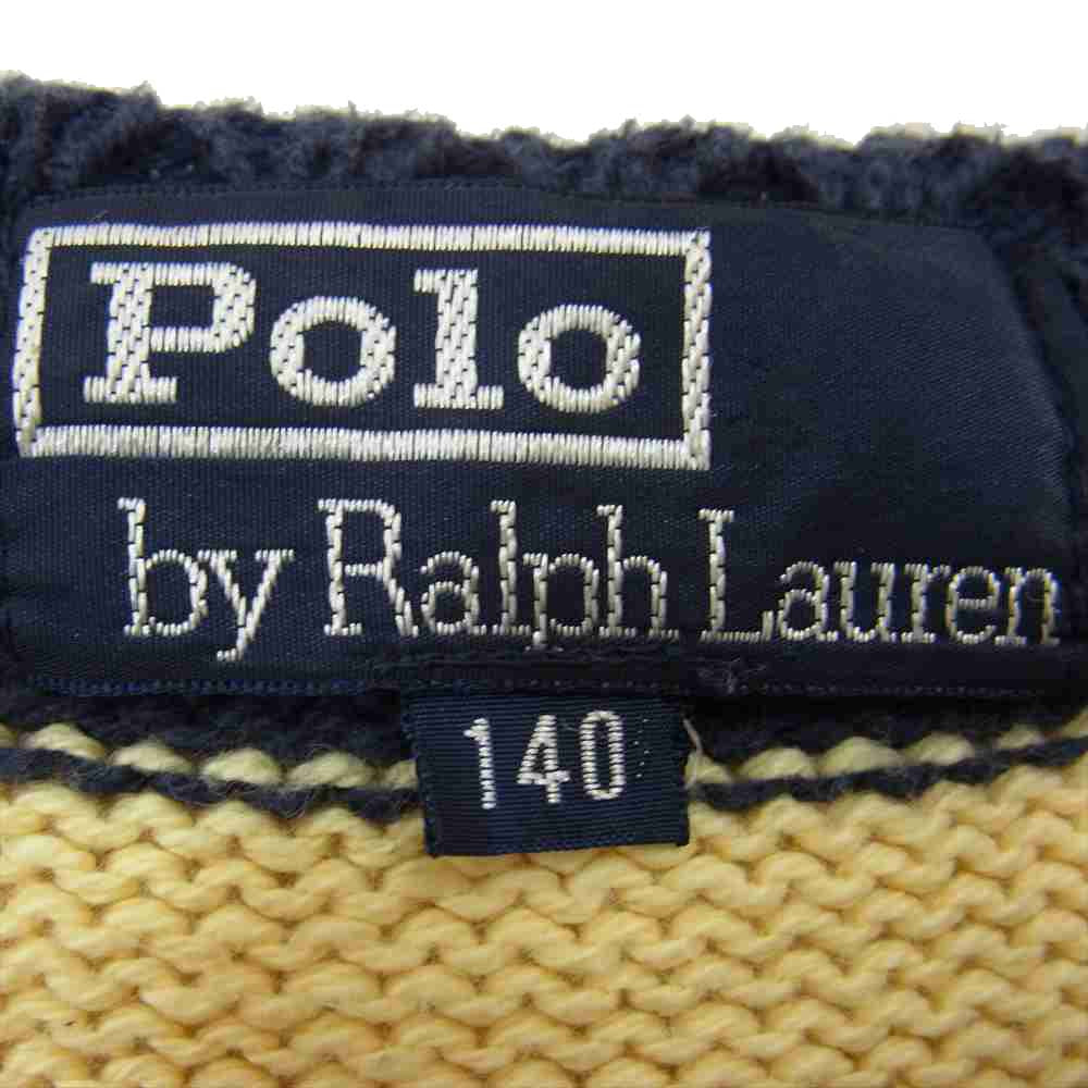 POLO RALPH LAUREN ポロ・ラルフローレン ポニー刺繍 コットン ボーダー ニット イエロー系 140【中古】