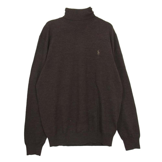 POLO RALPH LAUREN ポロ・ラルフローレン 国内正規品 ポニー刺繍 ウール タートルネック ニット ブラウン系 M【中古】