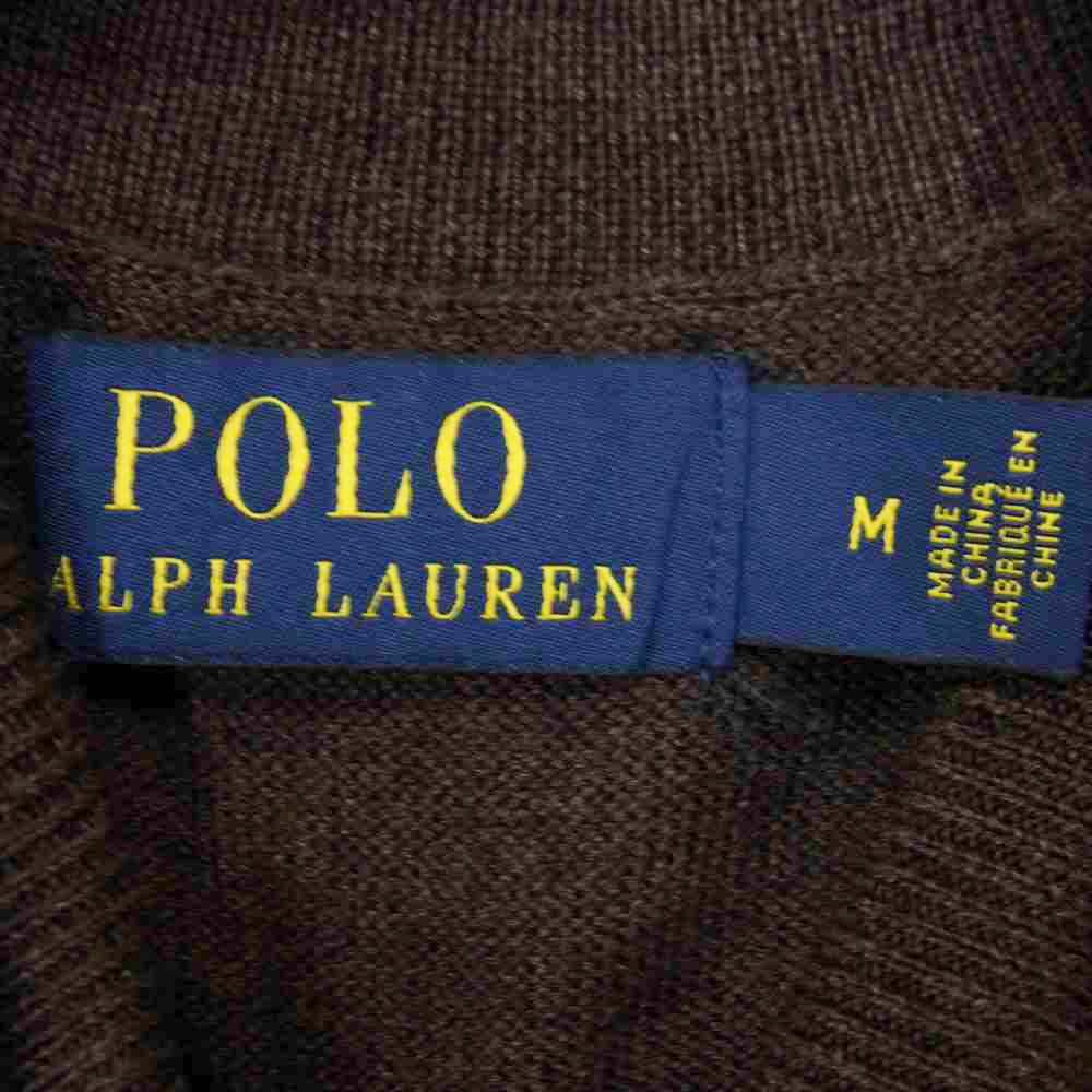 POLO RALPH LAUREN ポロ・ラルフローレン 国内正規品 ポニー刺繍 ウール タートルネック ニット ブラウン系 M【中古】