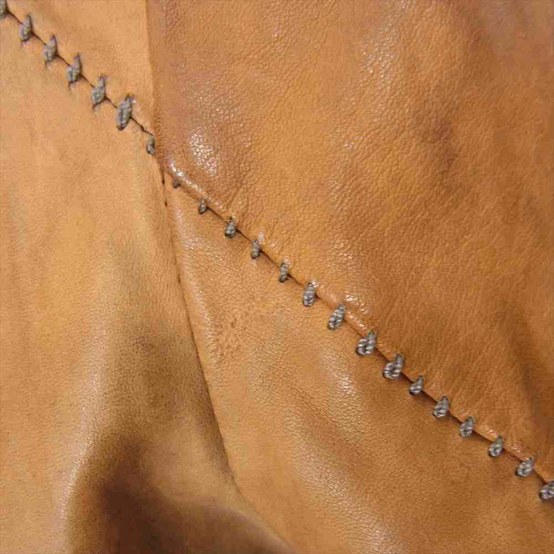 INCARNATION インカネーション 11711-41157-NK-03 HORSE LEATHER NO COLLAR ZIP/F MOTO SPIRAL ARM LINED ホースレザー ノーカラー スパイラルアーム モトブルゾン ブラウン系 S【中古】