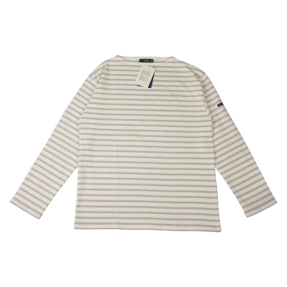 SAINT JAMES セントジェームス OUESSANT R A ウエッソン ボートネック 長袖シャツ T7 ボーダー パープル ホワイト系 パープル系 T7【新古品】【未使用】【中古】