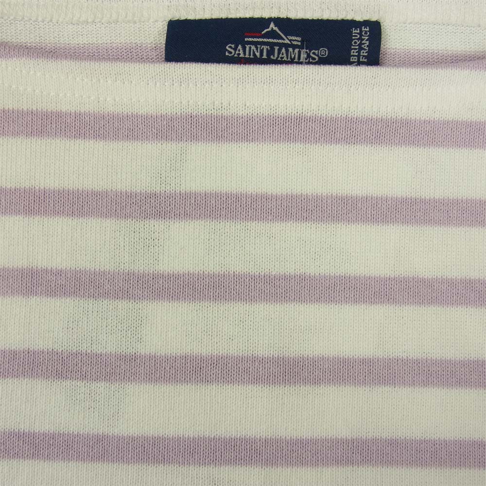 SAINT JAMES セントジェームス OUESSANT R A ウエッソン ボートネック 長袖シャツ T7 ボーダー パープル ホワイト系 パープル系 T7【新古品】【未使用】【中古】