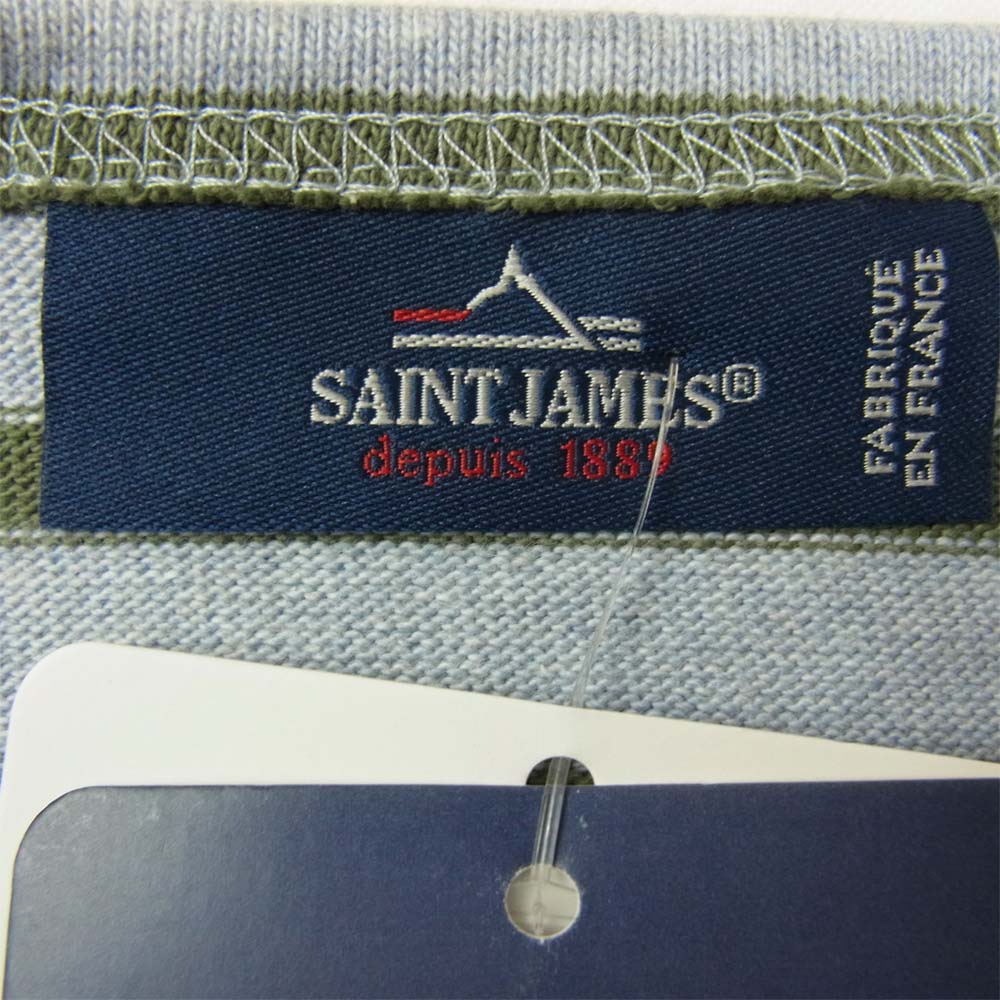 SAINT JAMES セントジェームス OUESSANT R A ウエッソン ボートネック 長袖シャツ T4 ボーダー グリーン グリーン系 ブルー系 T4【新古品】【未使用】【中古】