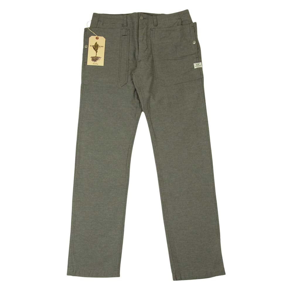 SASAFRAS ササフラス SF-201722 Fall Leaf Sprayer Pants フォール リーフ スプレイヤー ブラックサテン パンツ グレー系 L【新古品】【未使用】【中古】