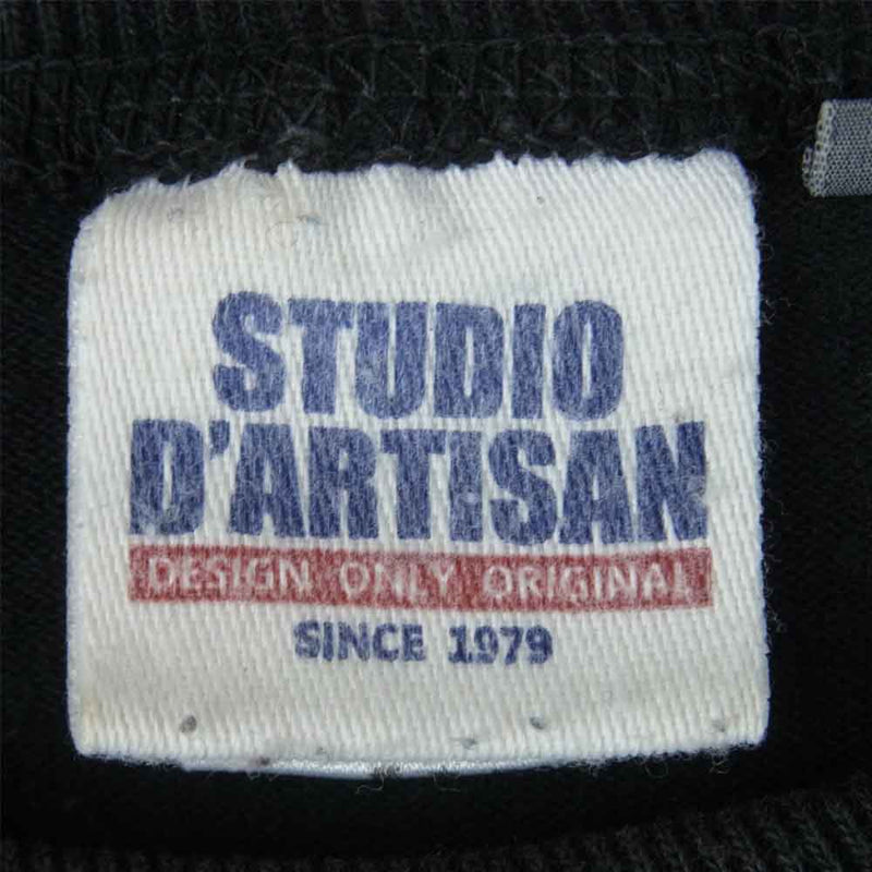 STUDIO D’ARTISAN ステュディオダルチザン ロゴ 刺繍 ポケット 半袖 Ｔシャツ コットン 日本製 ブラック系 L【中古】