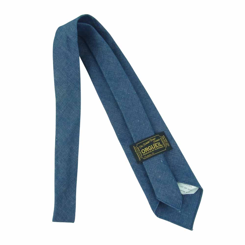 ORGUEIL オルゲイユ OR-7019A COTTON HEMP NECKTIE コットン ヘンプ ネクタイ インディゴブルー系【中古】
