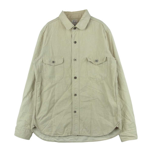 ORGUEIL オルゲイユ OR-004A REFINED WORK SHIRT リファインド 長袖 ワーク シャツ コットン ヘリボーン ベージュ系 40【中古】