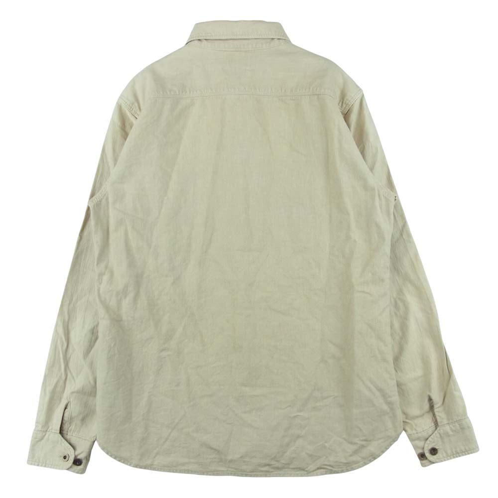 ORGUEIL オルゲイユ OR-004A REFINED WORK SHIRT リファインド 長袖 ワーク シャツ コットン ヘリボーン ベージュ系 40【中古】