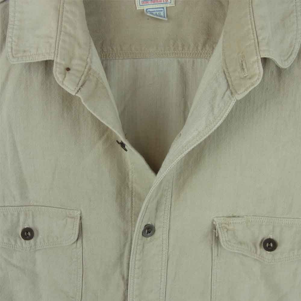 ORGUEIL オルゲイユ OR-004A REFINED WORK SHIRT リファインド 長袖 ワーク シャツ コットン ヘリボーン ベージュ系 40【中古】